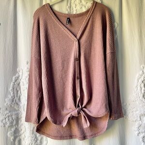 H&M Blush Button-Up Knit Top